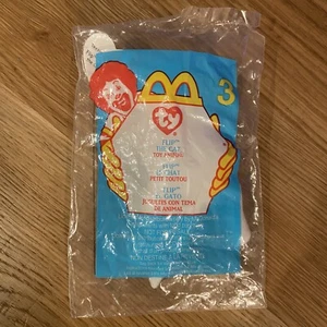 Giocattolo Happy Meal Vintage 2000 Ty Teenie Beanie Babies #3 "Flip the Cat" McDonald's - Foto 1 di 3