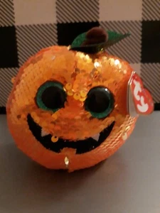 Ty FLIPPABLES SEEDS the Halloween Pumpkin Changing Sequins 6" Beanie Boos NEW - Picture 1 of 5