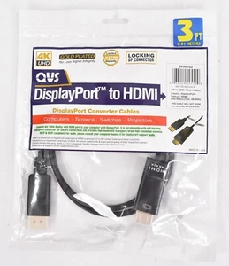 QVS 3 Ft DisplayPort DP Male To HDMI Male Cable Adapter DPHD-03 - Picture 1 of 2