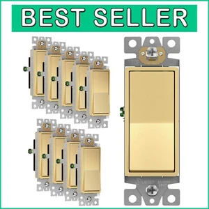 Modern Gold Decorator Switches 15A for Residential & Commercial Spaces, 10 Pack - Picture 1 of 9