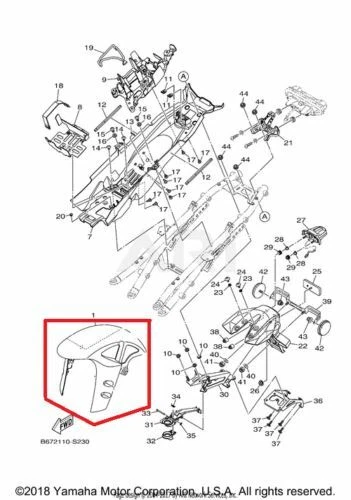NEW OEM YAMAHA FZ10 FZ 10 FRONT FENDER FAIRING GREY GRAY METALLIC 2017 17 - Imagem 1 de 1