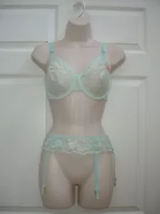 Sujetador de encaje 36D para mujer y cinturón de liga de encaje ajustable Aqua sujetador turquesa nuevo con etiquetas - Imagen 1 de 11