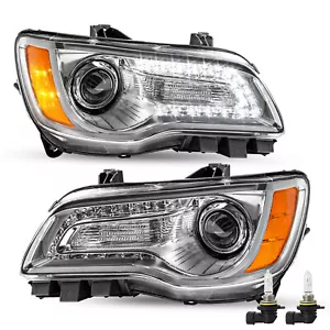 For 2011-2023 Chrysler 300 LED DRL Projector Chrome Amber Headlights W/Bulbs - Picture 1 of 7