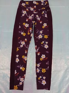 Pink by Victoria's Secret Womens Small Maroon Floral Leg Pocket Ankle Leggings - Picture 1 of 8