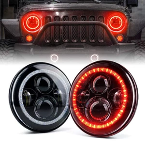 Pair 7" inch Round LED Headlight Red Halo Fit Chevy 1967-1981 Camaro 75-1980 C10 - Bild 1 von 15