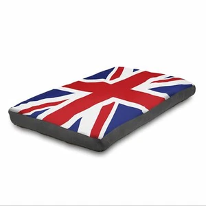 Luxury Union Jack UK Flag Dog Bed Box Pillow - Washable Cover (S, M, L, XL Size) - Picture 1 of 4