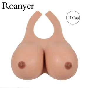 Roanyer Silicone H Cup Halter Backless Breast Forms Fake Boobs for Crossdresser - Foto 1 di 15