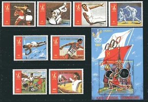 EQUATORIAL GUINEA 1980, SPORTS: MOSCOW OLYMPICS, Mi. 1288-1295, Bl 283, MNH - Picture 1 of 1