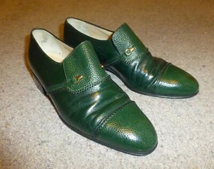 RARE GREEN STAR ARTIOLI HAND MADE IN ITALY LEATHER SHOES , UK 6 , LITTLE WORN !! - Picture 1 of 8