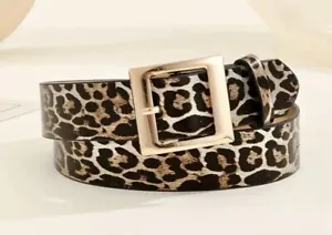Damen Gürtel 110 cm Leoparden Optik Leo Schnalle in Gold Optik und aus Metall - Bild 1 von 5