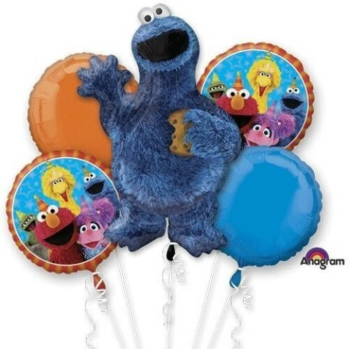 Ramo de globos de aluminio Anagram Cookie Monster 5 piezas Foto 1 de 1