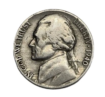 1940-S Jefferson Nickel 5 Cent Piece Average Circulated 5c US Coin Collectible - Image 1 of 3