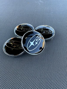 SUBARU SET OF 4 BLACK 60 mm/2.36in Wheel Center Caps - FITS MOST MODELS - Picture 1 of 12