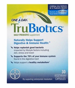 One A Day TruBiotics Probiotic Supplement Vegetarian Capsules 30 Count Pack of 2 - Picture 1 of 3