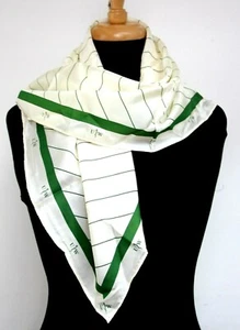 NEW VTG 30"x30" University Washington WHITE GREEN STRIPED 100%SILK WRAP SCARF - Picture 1 of 8