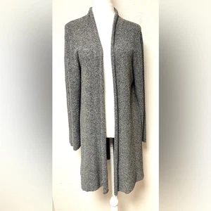 Eileen Fisher Seiden-Cardigan Staubtuch strukturiert vorne offen dunkelgrau Größe L - Bild 1 von 7