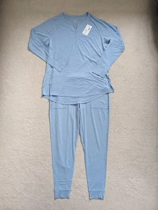 Dagsmejan NATTWARM Merinowolle Pyjama Set XXL blau Langarm Oberteil Unterteil neu mit Etikett  - Bild 1 von 7