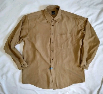 90's Vintage Jos. A. Bank Shirt Faux Suede Cowboy Western Style Caramel Brown L - Image 1 of 4