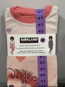 Kirkland Signature Kids' 4-pieces Cotton PJ Set Organic Cotton, Size 4T - Picture 1 of 2