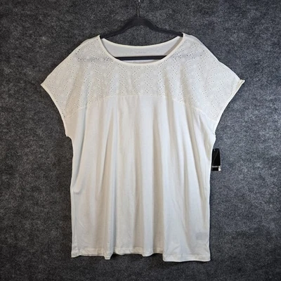 Camiseta Dolman Tejida Ojales Blanco Crema Top Mujer 1X Impecable Nueva Foto 1 de 4