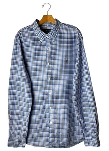 Ralph Lauren Shirt Men XXL Blue White Plaid Button Down Slim Fit Preppy NWT - Picture 1 of 10