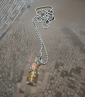 "Collar botella arena marrón cadena bola acero inoxidable 24"""  Foto 1 de 4