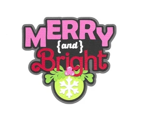 PIEZAS DE PAPEL ÁLBUM DE RECORTES PREFABRICADAS-PARA MAQUETACIÓN-TÍTULO-NAVIDAD-FELIZ Y BRILLANTE - Imagen 1 de 1