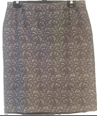 Falda Lápiz Jacquard Cachemira Metálica Ann Taylor - Forrada Taupe y Crema - Talla 8 Foto 1 de 4