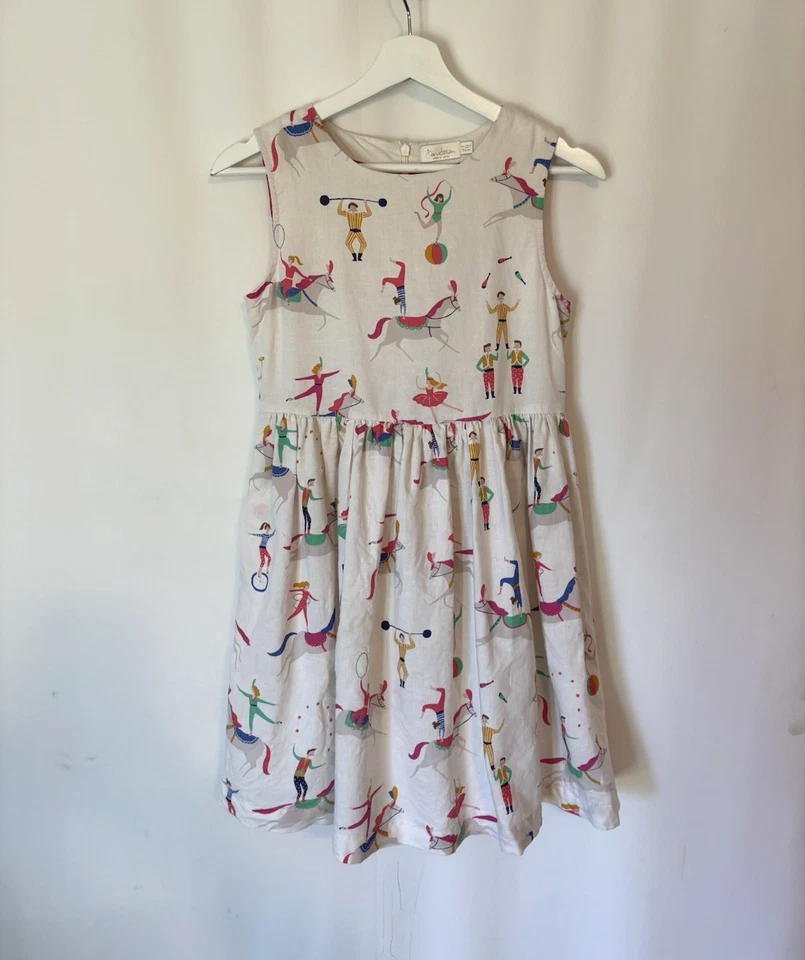 Vestido Mini Boden 11 12 Años Estampado Circo Blanco Hasta la Rodilla Sin Mangas Foto 1 de 4