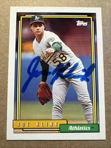 Tarjeta autografiada firmada por Joe Klink Topps #678 1992 Oakland A's - Imagen 1 de 2