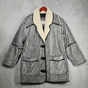 Abrigo para hombre Izzi Outerwear gris carbón negro imitación cuero ribete con palancas talla M - Imagen 1 de 17