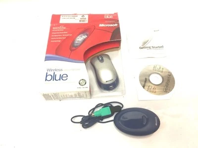 Microsoft Wireless Optical Mouse Blue No Cord No Clutter - Image 1 of 3