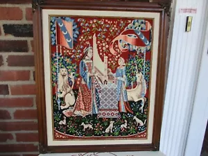 Completed 1979 Dimensions 2107 Cluny Tapestry Needlepoint Lady Unicorn Medieval - Picture 1 of 16