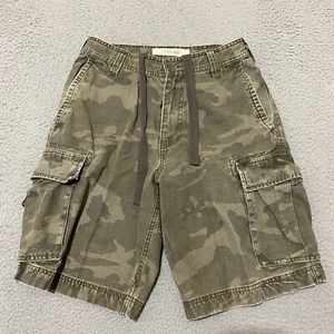 Urban Pipeline Cargo Shorts Mens 30 Green Camo Drawstring Baggy Faded Canvas - Picture 1 of 11