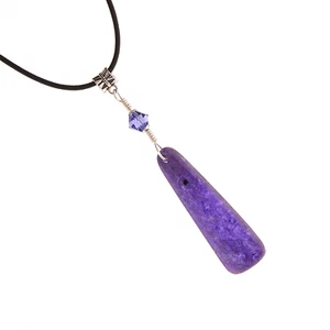Purple Charoite Necklace Leather Cord Reiki Healing Crystal Attachments Scorpio  - Picture 1 of 2
