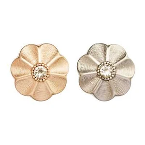 5pcs Flower Metal Button with Rhinestone, Ideal for Clothing, DIY, Sewing - Picture 1 of 5