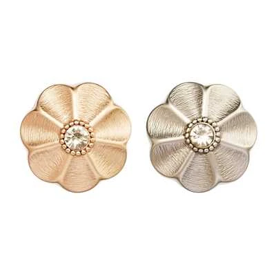 5pcs Flower Metal Button with Rhinestone, Ideal for Clothing, DIY, Sewing - Image 1 of 3