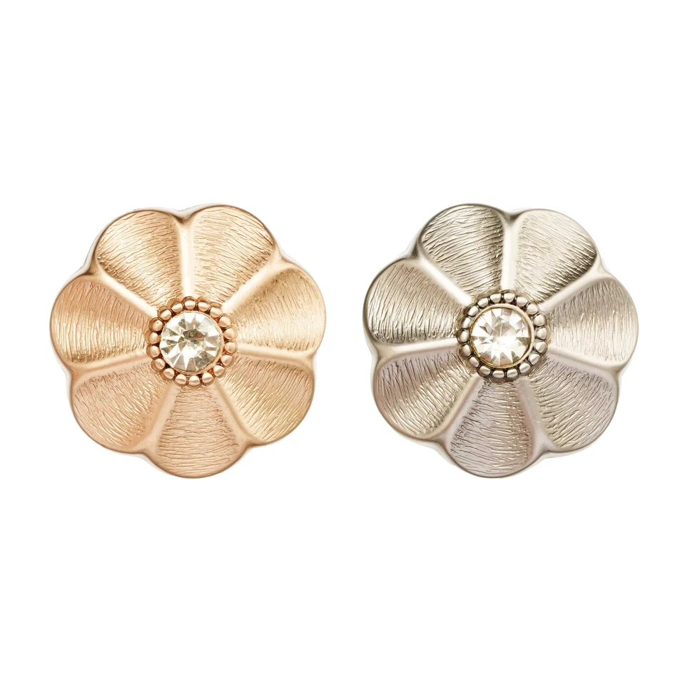 5pcs Flower Metal Button with Rhinestone, Ideal for Clothing, DIY, Sewing - Image 1 of 3