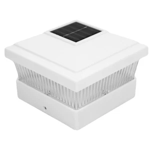 12 White 5 x 5 Solar LED Post Light Deck Cap Fence Landscape Lamp PVC Vinyl Wood - Picture 1 of 4