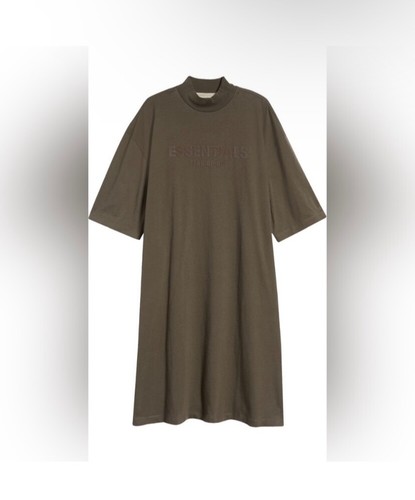 Abito donna Essentials Fear Of God marrone girocollo cotone nuovo con etichette taglia XS