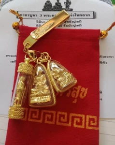 3 Phra Arahan Monk of Luck Sangkajai Siwali Upakut Pendant Thai Buddha Amulet - Picture 1 of 3