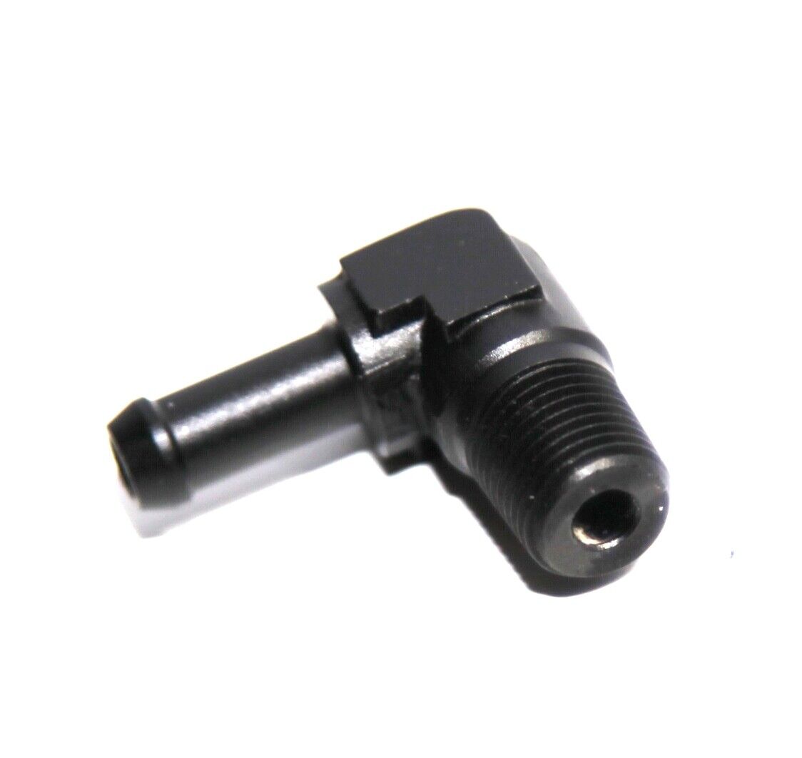 3/8" NPT Male to 3/8" Hose Barb 90° Deg Fuel Oil Gas Line Fitting Adapter Black 
