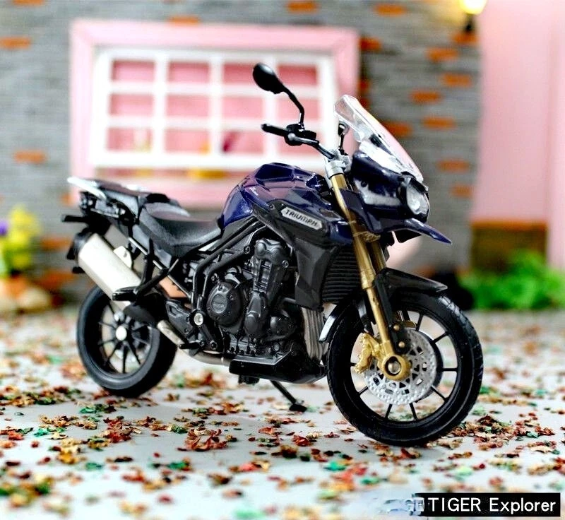 Welly 1/18 TRIUMPH TIGER Explorer Motorcycle Model Diecast Bike Toy Blue Box - Image 1 of 4