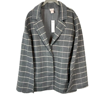 Chico’s Cape Vest Jacket Gray Women SZ 20 Detective Paris Chic New Gift Holiday  - Image 1 of 4