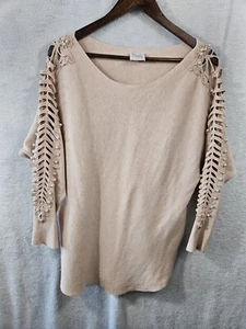 Siren Lily Maternity Pink Rose Sweater Pearl Accents Size Large Long Sleeve READ - Picture 1 of 12