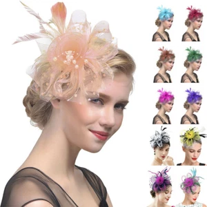Feather Hair Fascinator Alice Headband Clip Ladies Wedding Royal Ascot Races - Picture 1 of 89