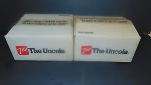 NIB VTG 1985 7up The Uncola Upside Down Glasses (4) W/ Insert & Original Box - Picture 1 of 5