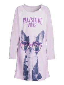Wonder Nation Girls SIZE S 6-6X Long Sleeve Fleece Sleep Gown Dusky Lavender - Picture 1 of 7