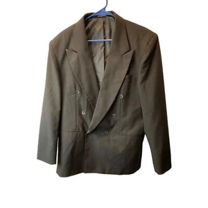Julian Loren Double-Breasted Men's Suit Jacket 44R, Black, Polyester/Nylon - Picture 1 of 13