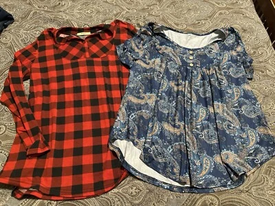 Plus Size Lot Of 2 Shirt Bundle 2X Longsleeve and Short Sleeve - Image 1 of 4